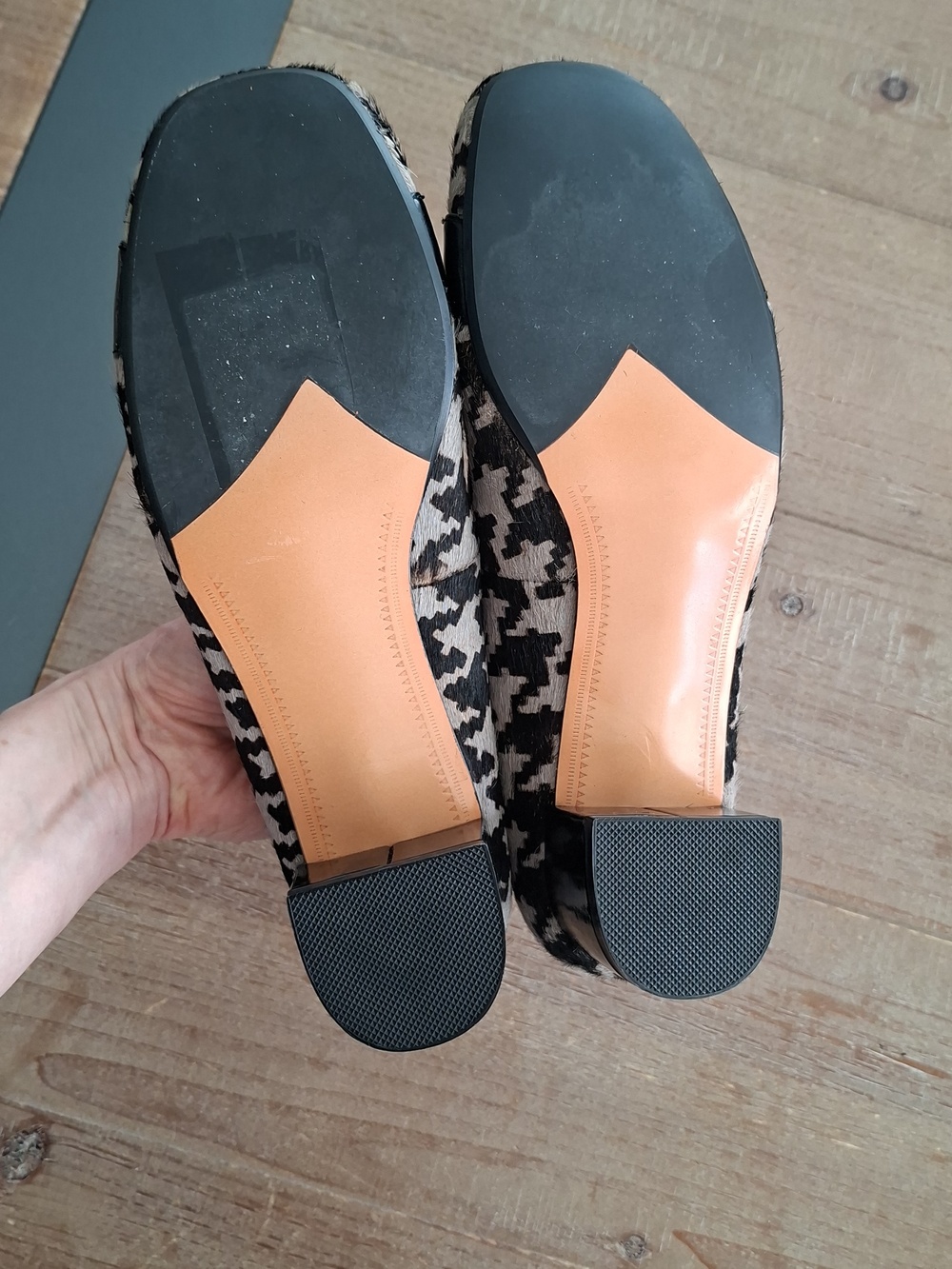 Alfani Vintage 90's/Y2K Square-toe Calf-hair Houndstooth Heels (US 7.5) - Picture 7 of 8
